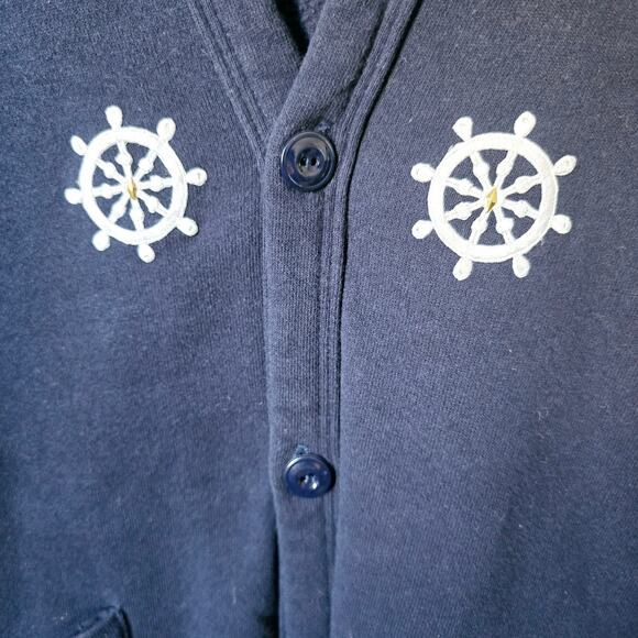 Jerzees Vintage Nautical Oversize Cardigan  size XL Old Money Embellished - Picture 9 of 10